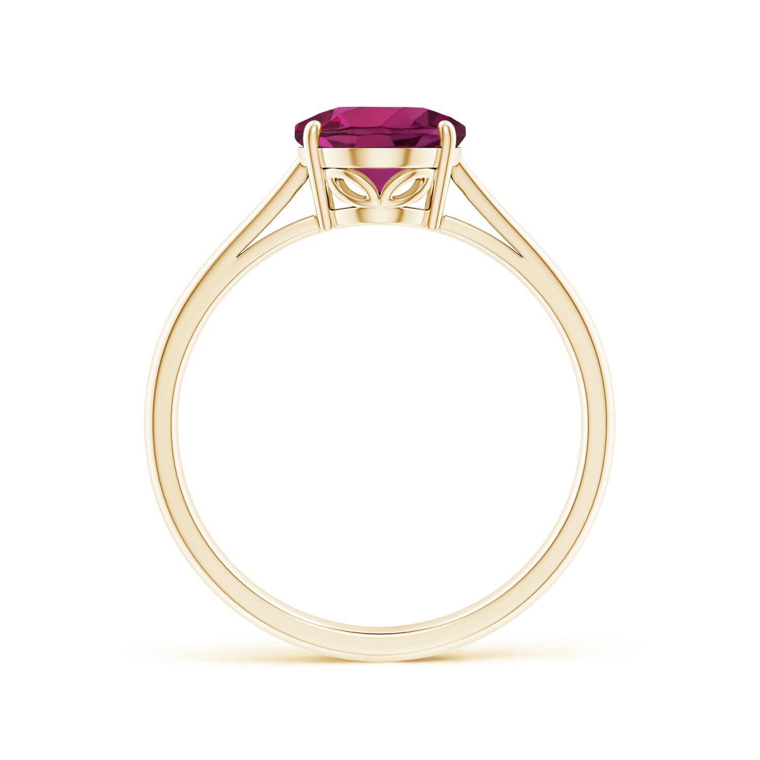9x7mm AAAA Oval Solitaire Rhodolite Cocktail Ring in Yellow Gold - side 3