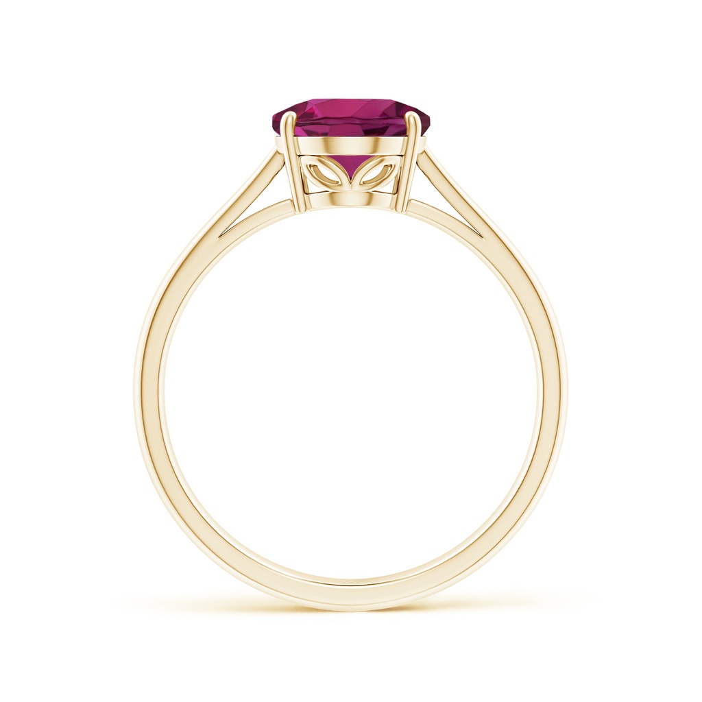 9x7mm AAAA Oval Solitaire Rhodolite Cocktail Ring in Yellow Gold - side 199