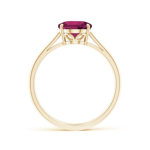 9x7mm AAAA Oval Solitaire Rhodolite Cocktail Ring in Yellow Gold - side 3