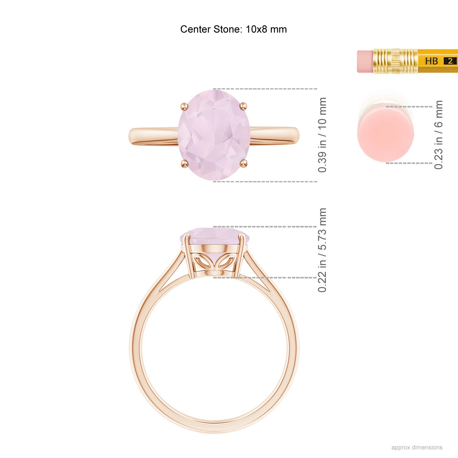 A - Rose Quartz / 2.2 CT / 14 KT Rose Gold