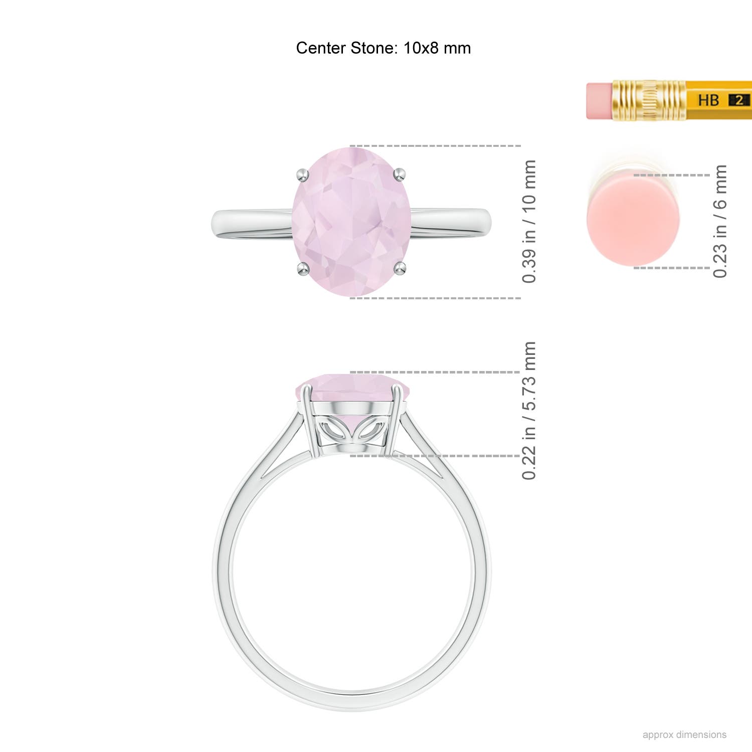 A - Rose Quartz / 2.2 CT / 14 KT White Gold