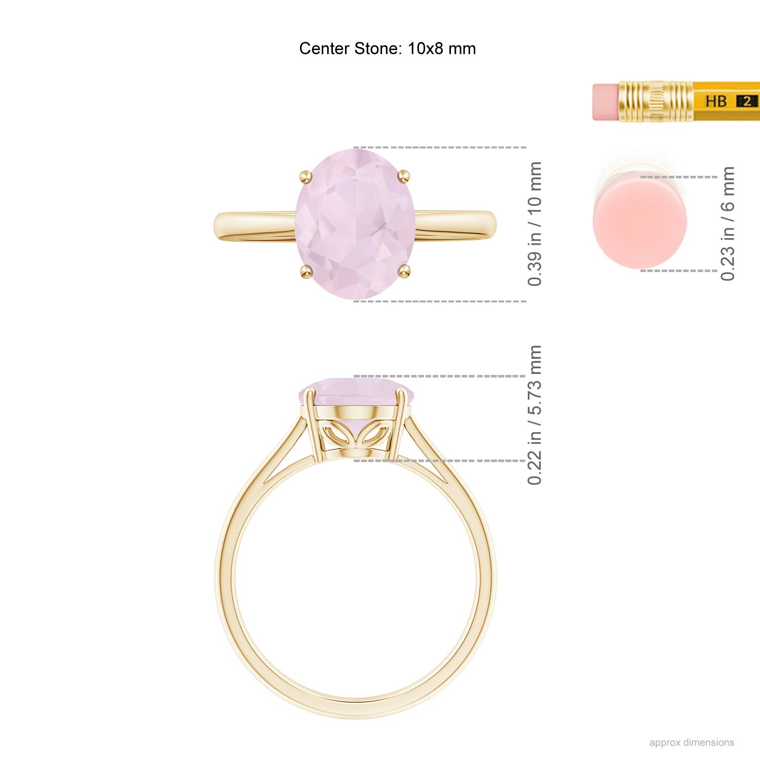 A - Rose Quartz / 2.2 CT / 14 KT Yellow Gold