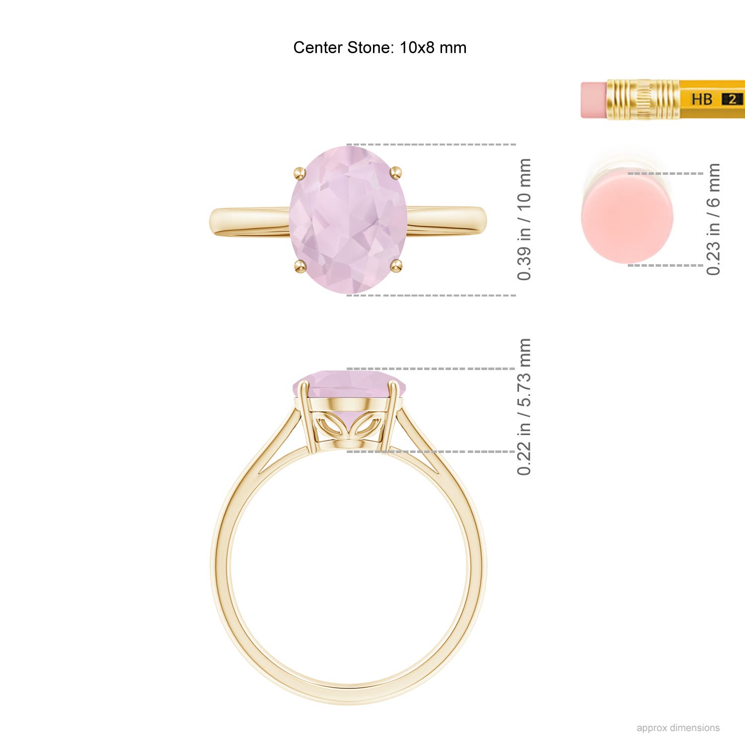 AA - Rose Quartz / 2.2 CT / 14 KT Yellow Gold