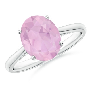 10x8mm AAAA Oval Solitaire Rose Quartz Cocktail Ring in P950 Platinum