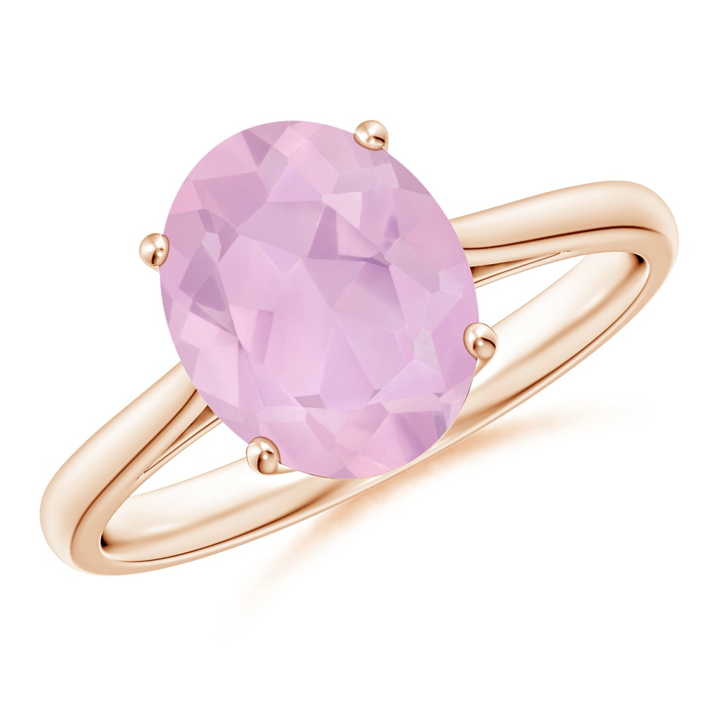 10x8mm AAAA Oval Solitaire Rose Quartz Cocktail Ring in Rose Gold