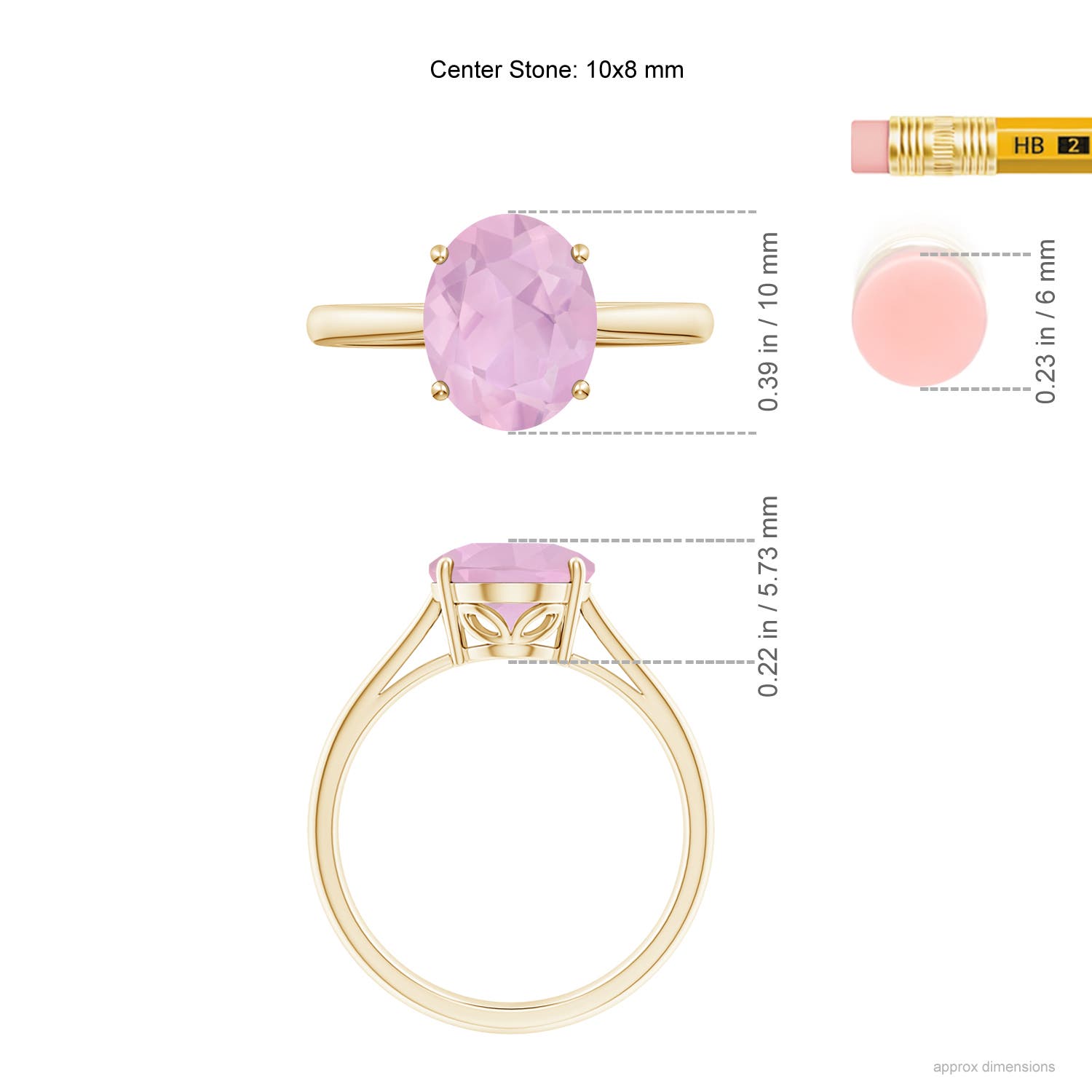 AAAA - Rose Quartz / 2.2 CT / 14 KT Yellow Gold