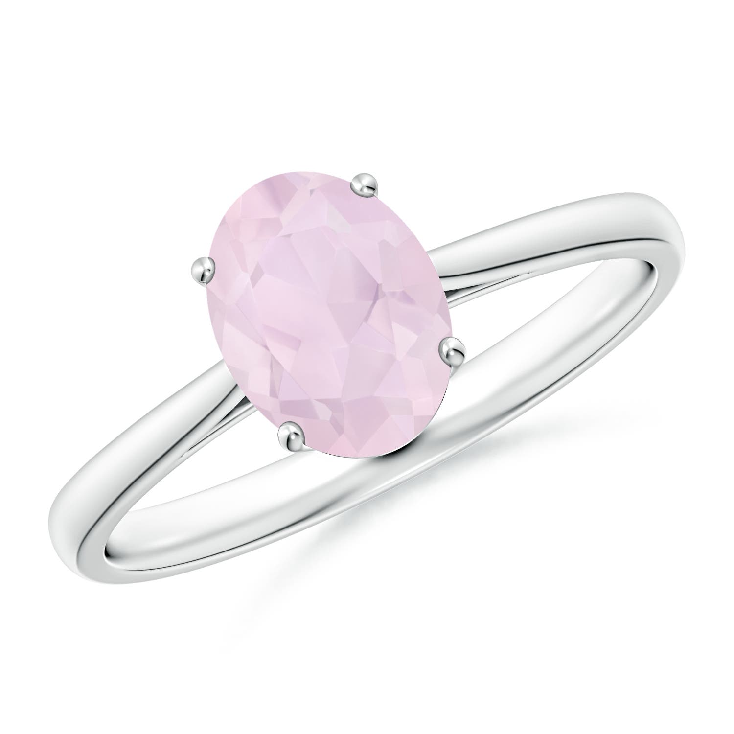 A - Rose Quartz / 1 CT / 14 KT White Gold