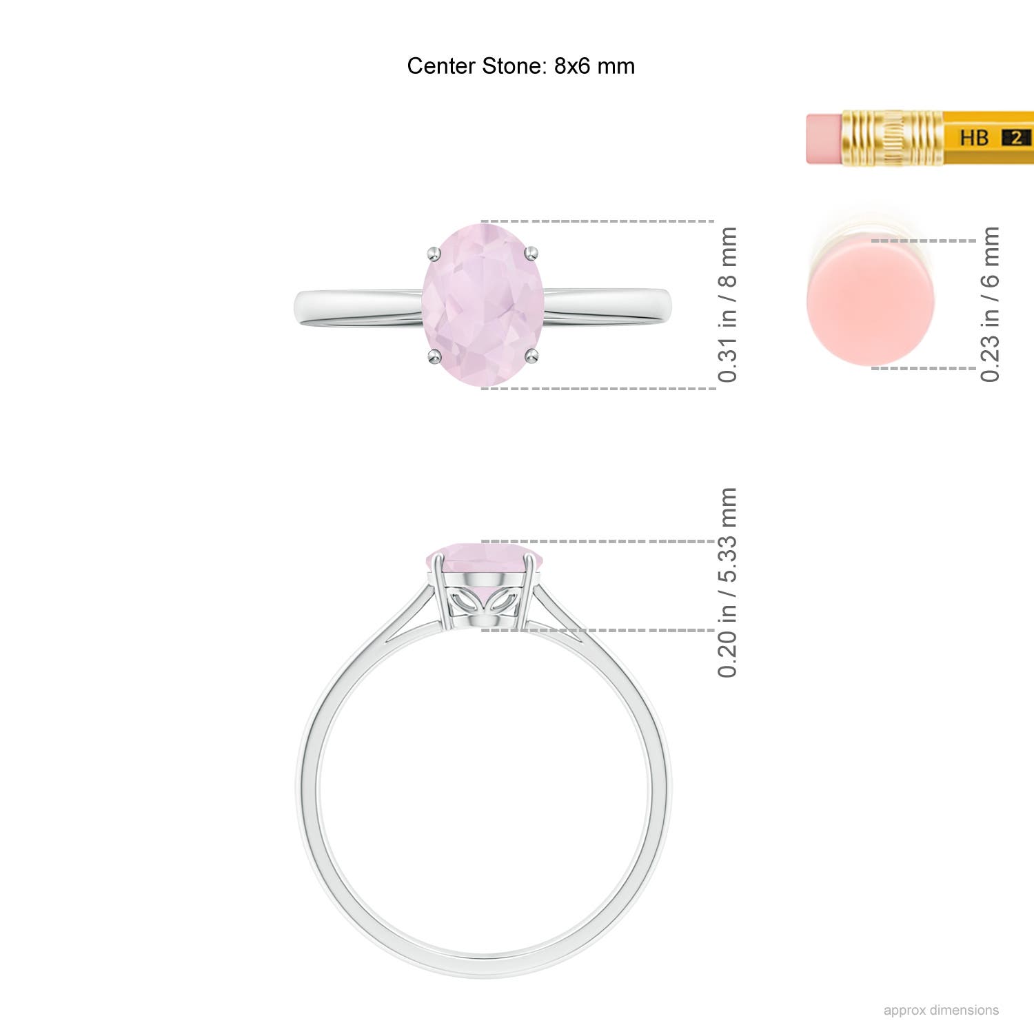 A - Rose Quartz / 1 CT / 14 KT White Gold