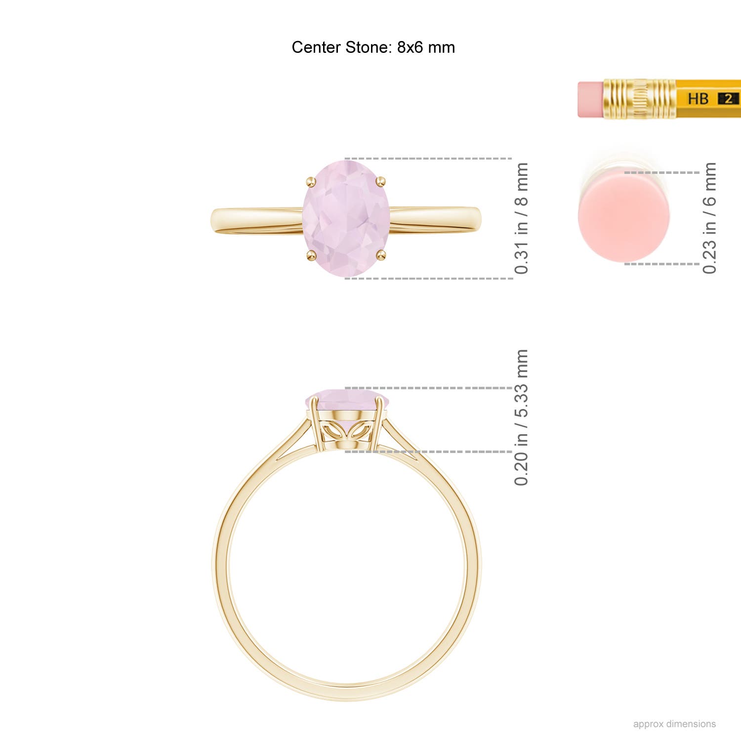 A - Rose Quartz / 1 CT / 14 KT Yellow Gold