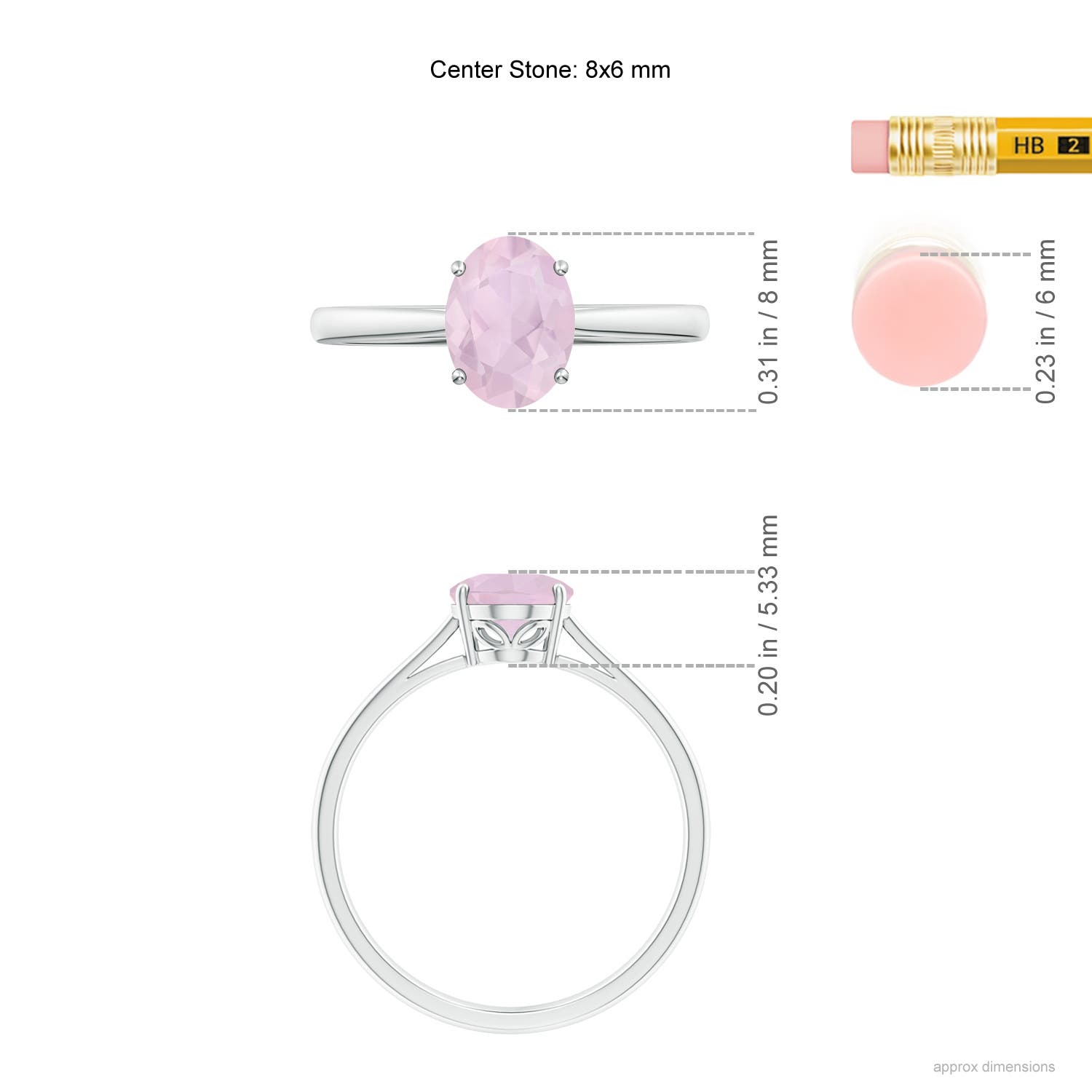 AA - Rose Quartz / 1 CT / 14 KT White Gold