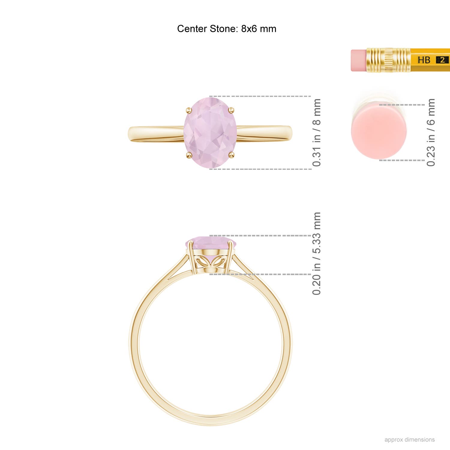 AA - Rose Quartz / 1 CT / 14 KT Yellow Gold