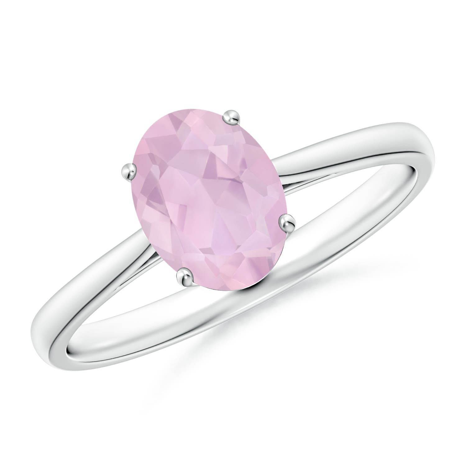 AAA - Rose Quartz / 1 CT / 14 KT White Gold