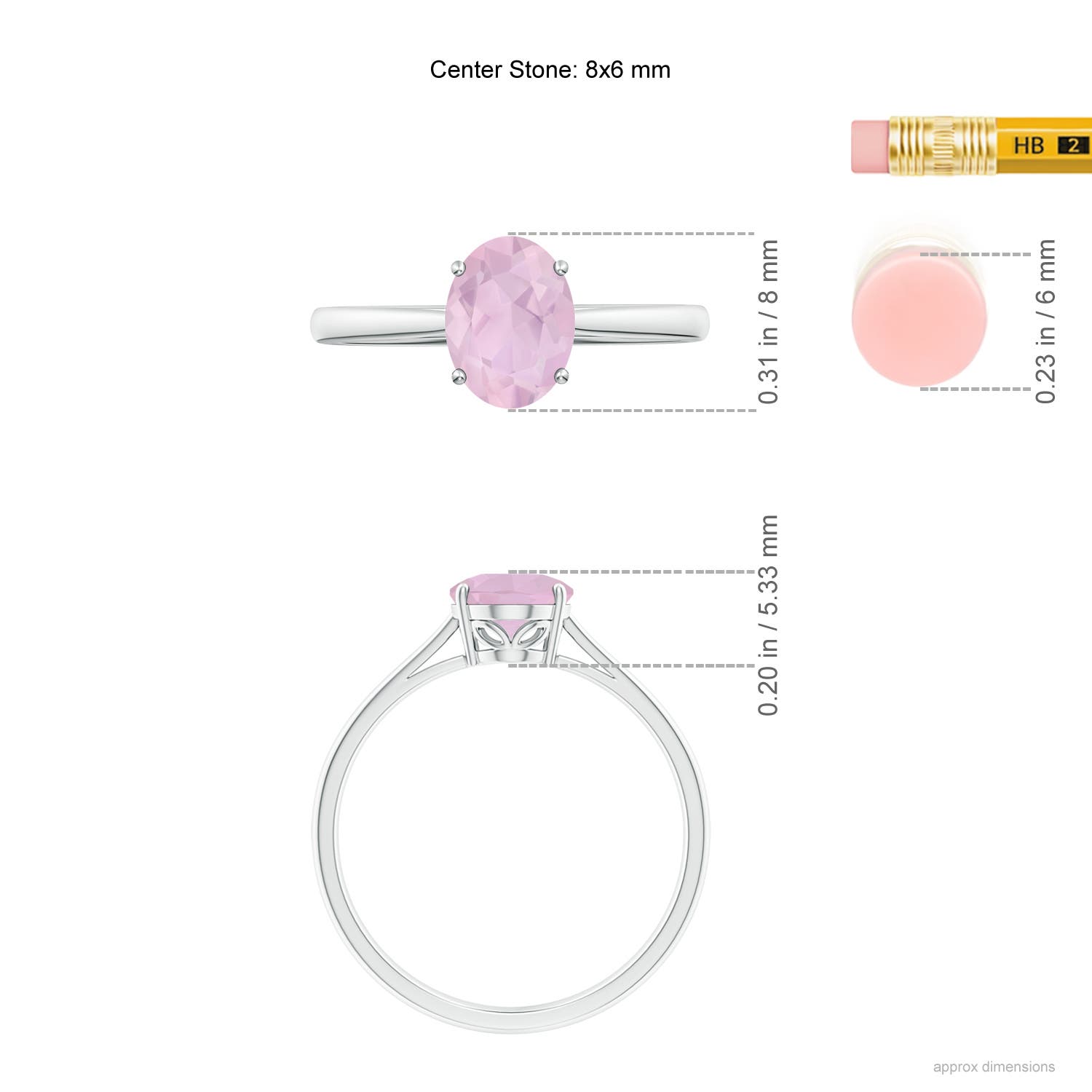 AAA - Rose Quartz / 1 CT / 14 KT White Gold