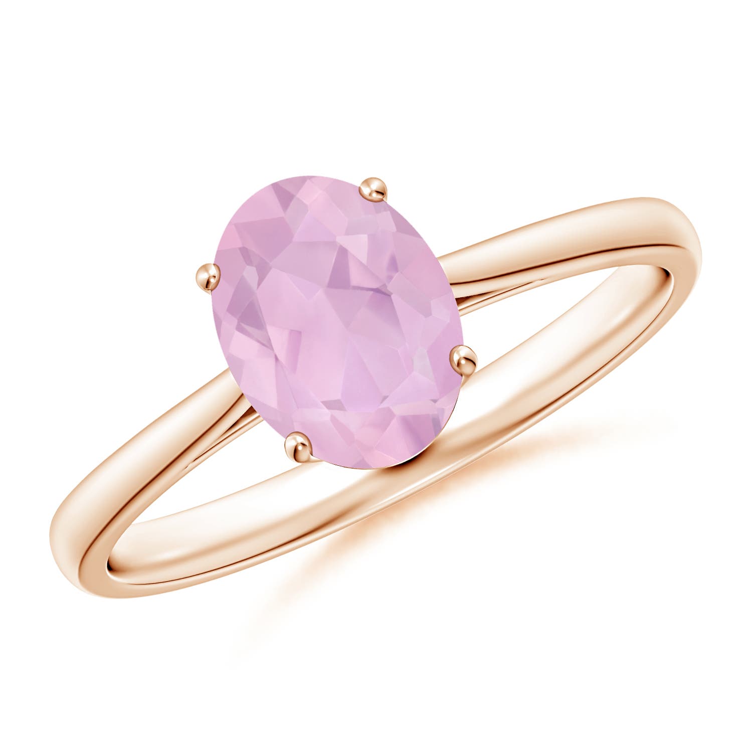 AAAA - Rose Quartz / 1 CT / 14 KT Rose Gold