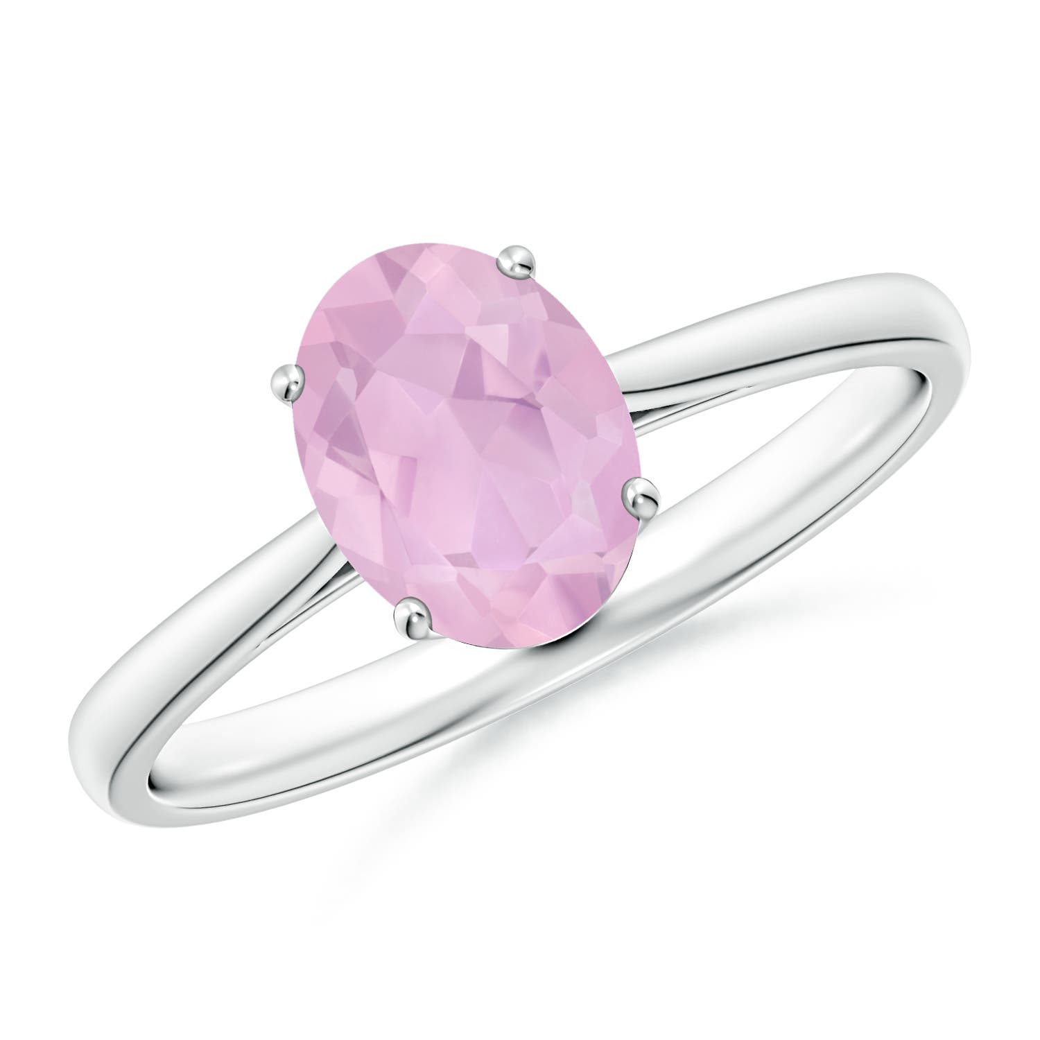 AAAA - Rose Quartz / 1 CT / 14 KT White Gold