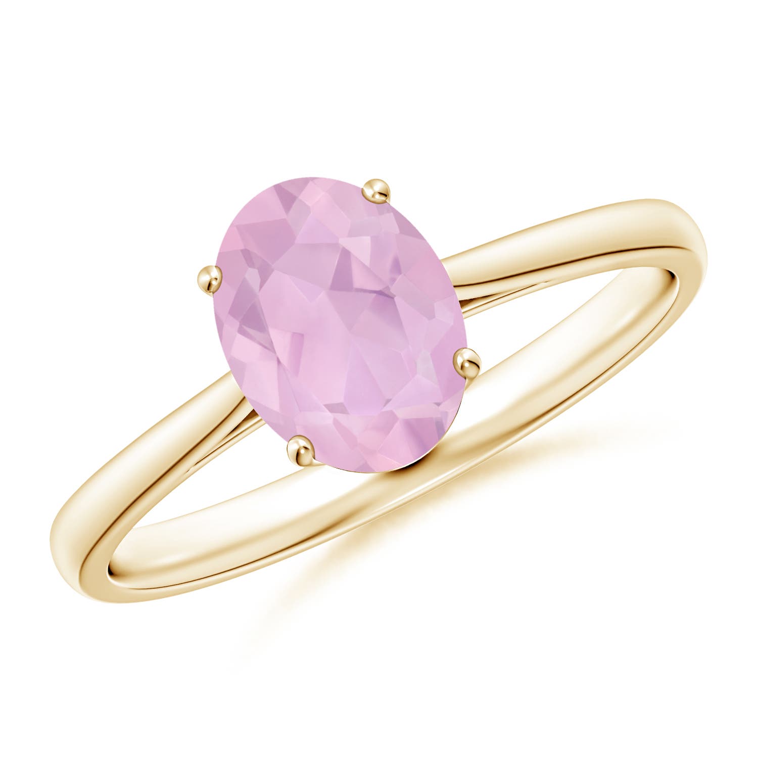 AAAA - Rose Quartz / 1 CT / 14 KT Yellow Gold