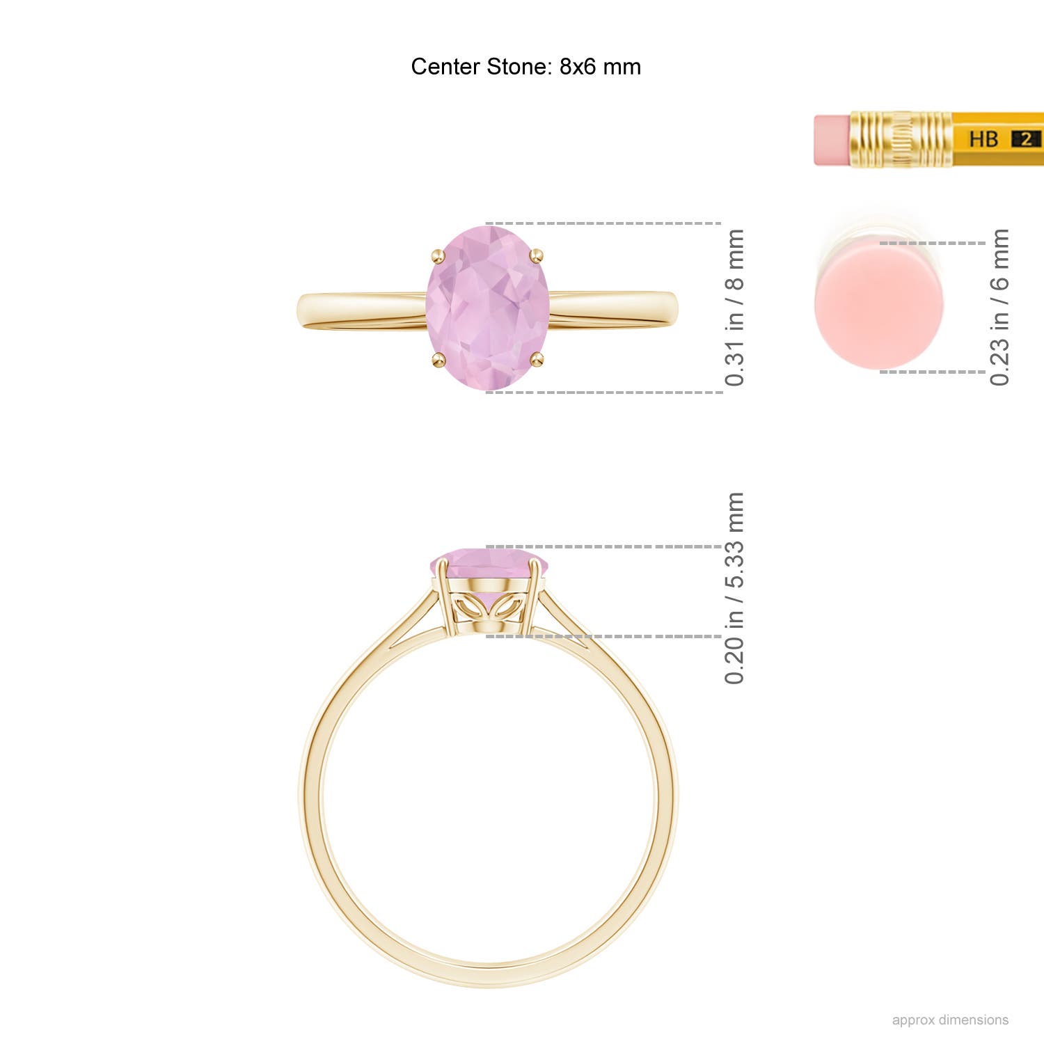 AAAA - Rose Quartz / 1 CT / 14 KT Yellow Gold