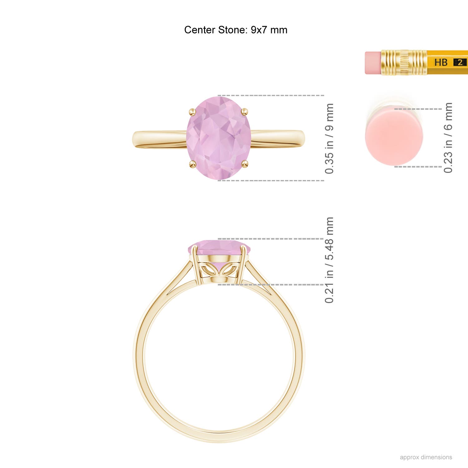 AAAA - Rose Quartz / 1.52 CT / 14 KT Yellow Gold