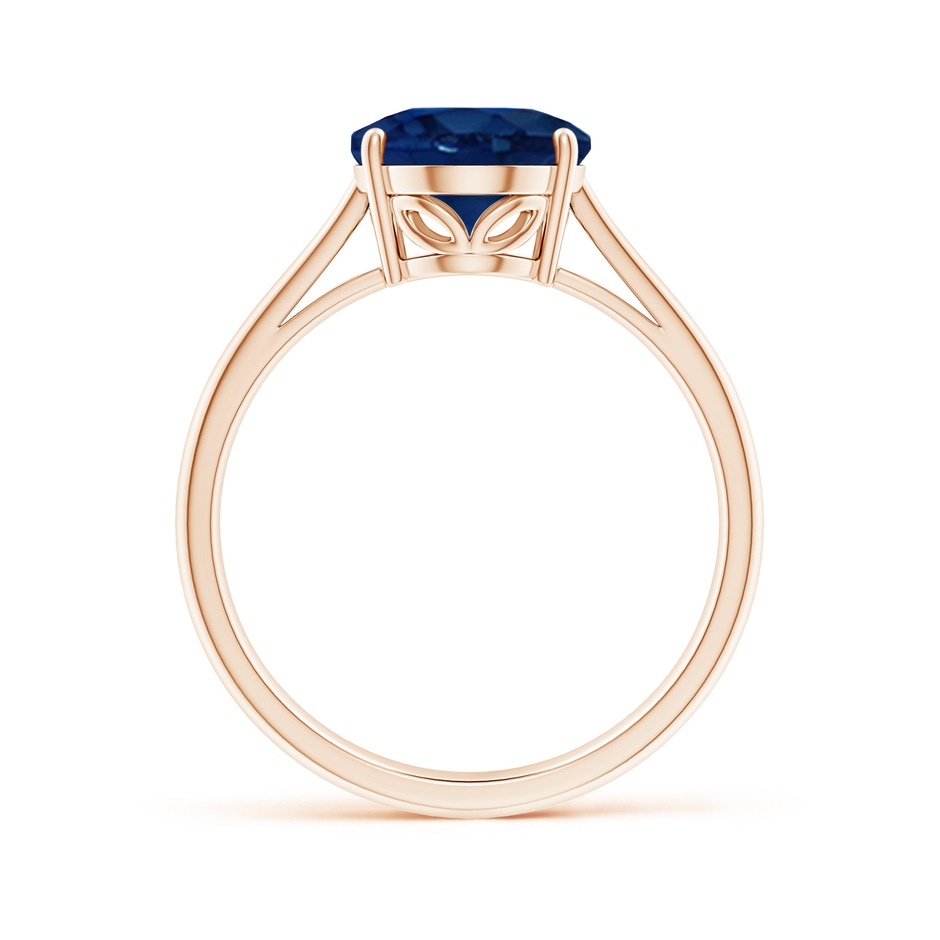 10x8mm AA Oval Solitaire Blue Sapphire Cocktail Ring in Rose Gold side 199