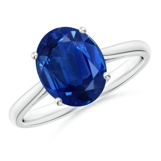 10x8mm AAA Oval Solitaire Blue Sapphire Cocktail Ring in White Gold