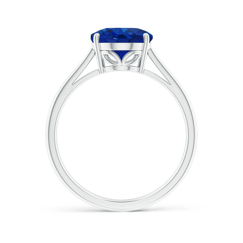 10x8mm AAA Oval Solitaire Blue Sapphire Cocktail Ring in White Gold Side 199