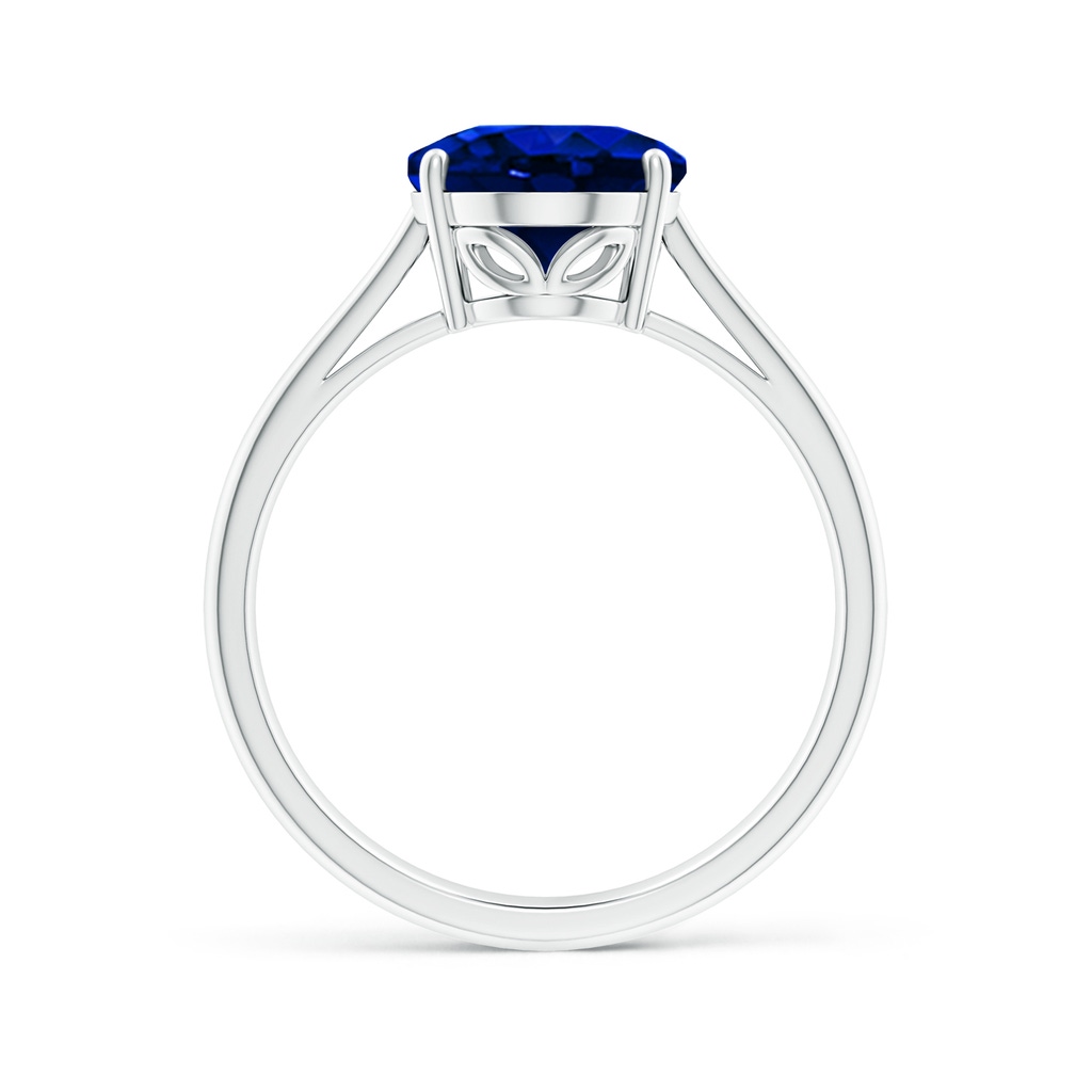 10x8mm AAAA Oval Solitaire Blue Sapphire Cocktail Ring in P950 Platinum Side 199