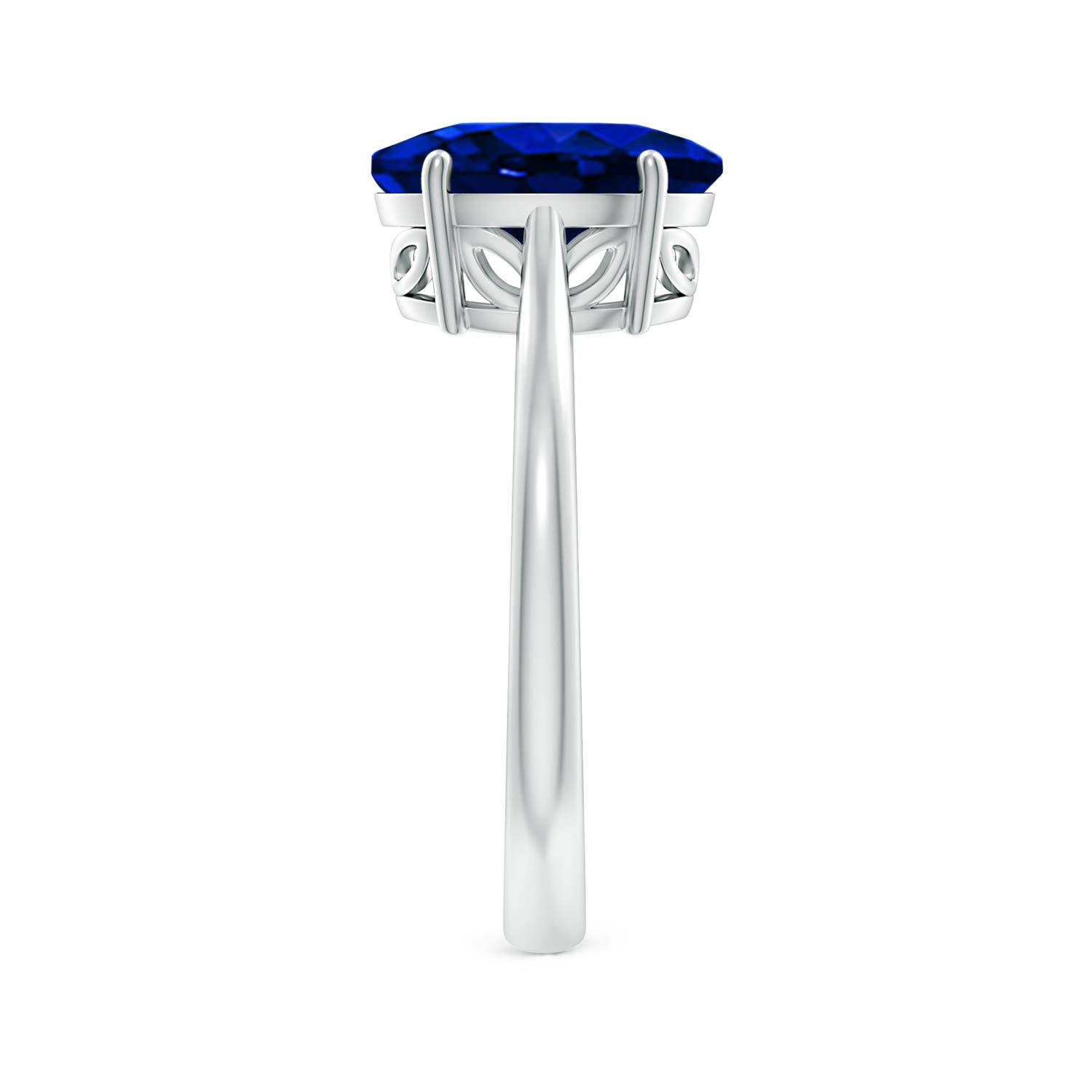 10x8mm AAAA Oval Solitaire Blue Sapphire Cocktail Ring in P950 Platinum - side 4