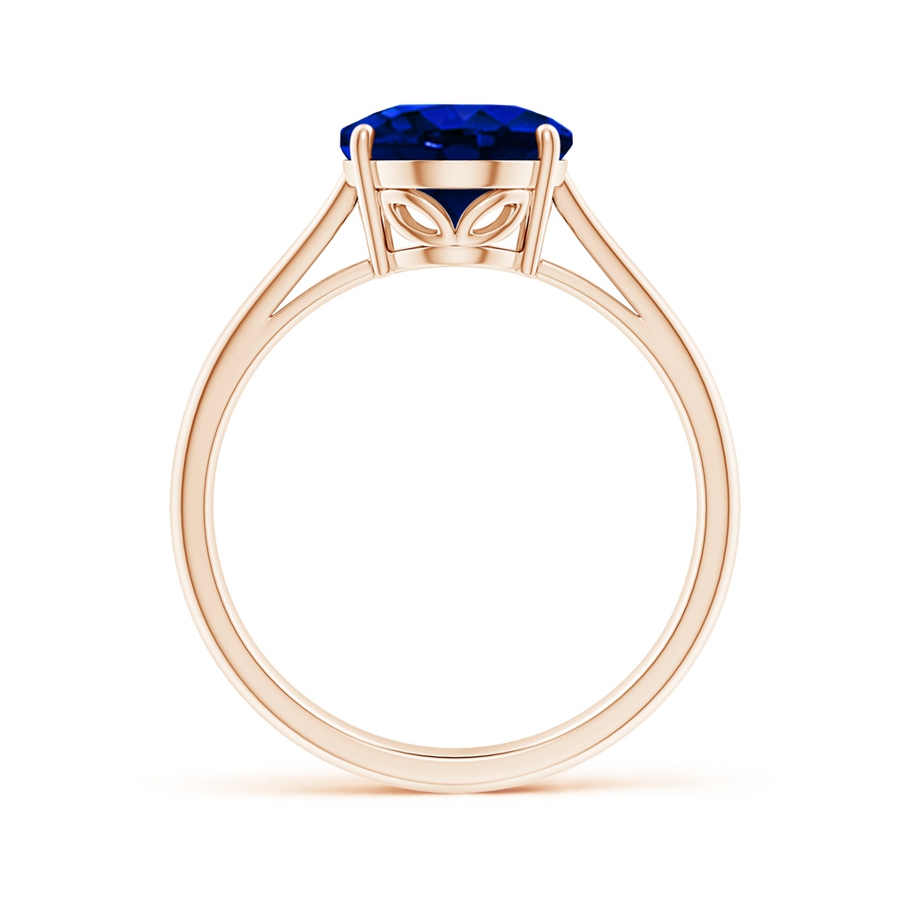 10x8mm AAAA Oval Solitaire Blue Sapphire Cocktail Ring in Rose Gold Side 199