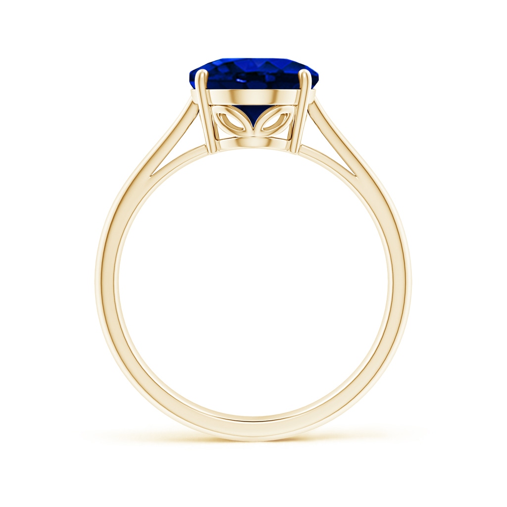 10x8mm Lab-Grown Oval Solitaire Blue Sapphire Cocktail Ring in Yellow Gold - side 199