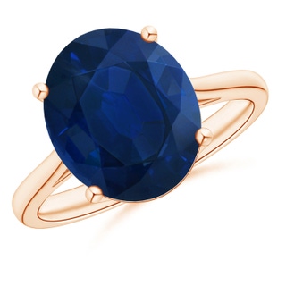 12x10mm AA Oval Solitaire Blue Sapphire Cocktail Ring in 9K Rose Gold