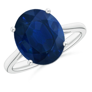 12x10mm AA Oval Solitaire Blue Sapphire Cocktail Ring in P950 Platinum