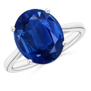 12x10mm AAA Oval Solitaire Blue Sapphire Cocktail Ring in P950 Platinum