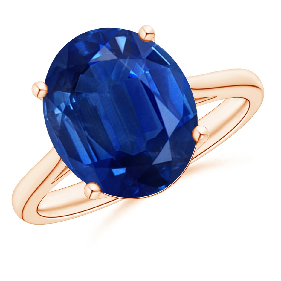 12x10mm AAA Oval Solitaire Blue Sapphire Cocktail Ring in Rose Gold 