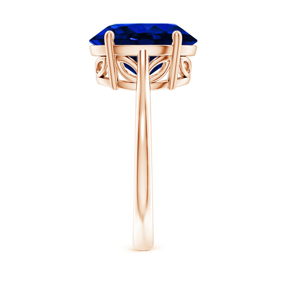 12x10mm AAAA Oval Solitaire Blue Sapphire Cocktail Ring in Rose Gold side 299