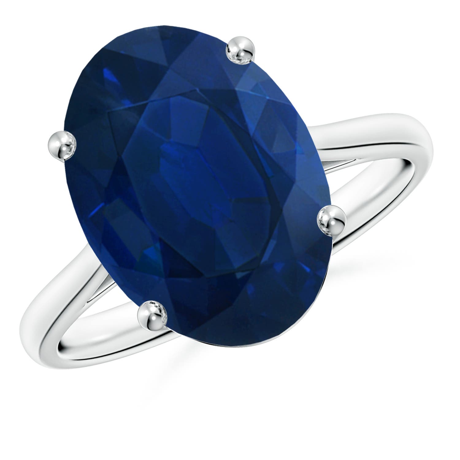 Angara 6.75 CTW Oval Solitaire Blue Sapphire Engagement Ring in Platinum