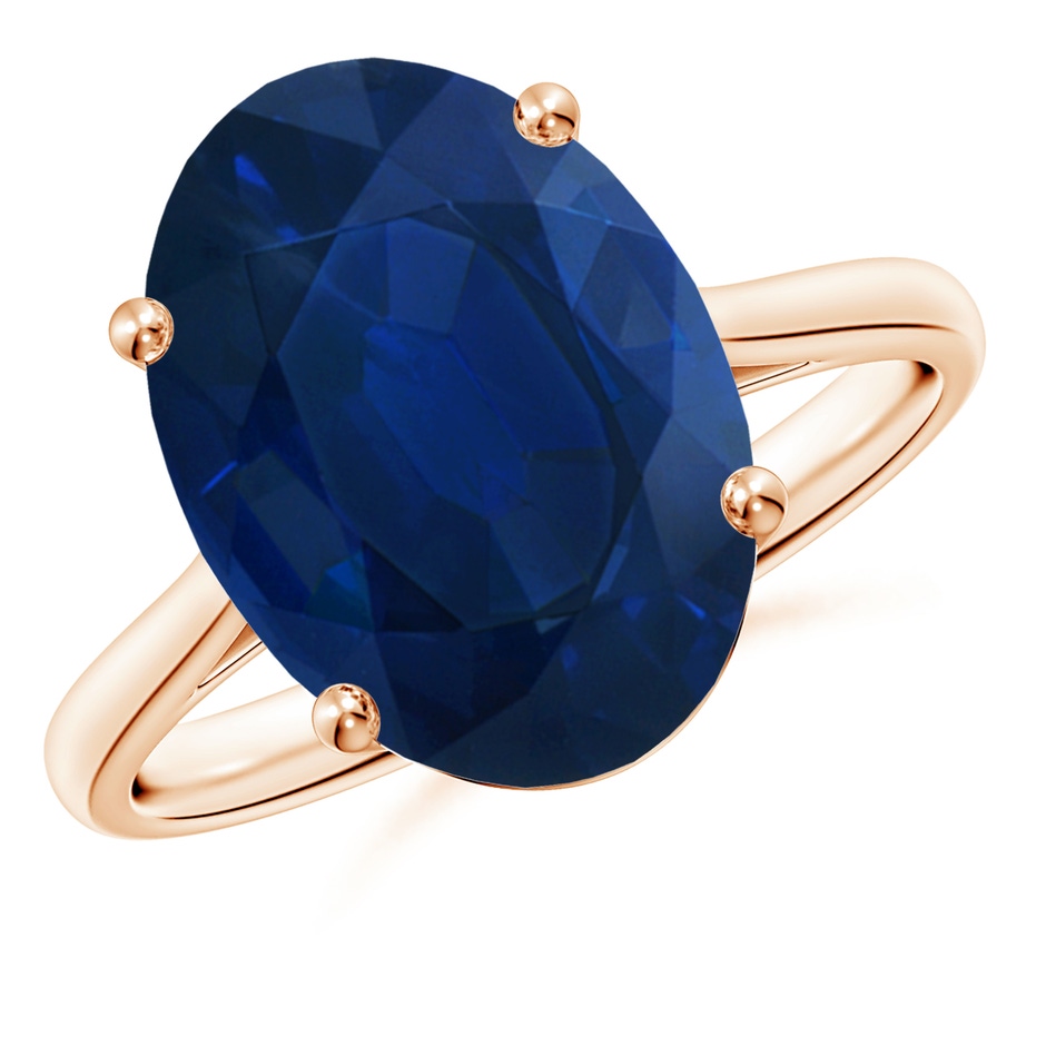14x10mm AA Oval Solitaire Blue Sapphire Cocktail Ring in Rose Gold 