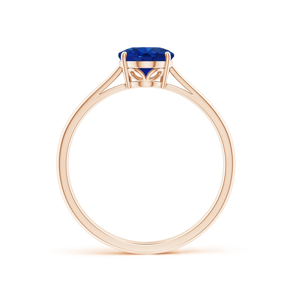 8x6mm AAA Oval Solitaire Blue Sapphire Cocktail Ring in Rose Gold side 199
