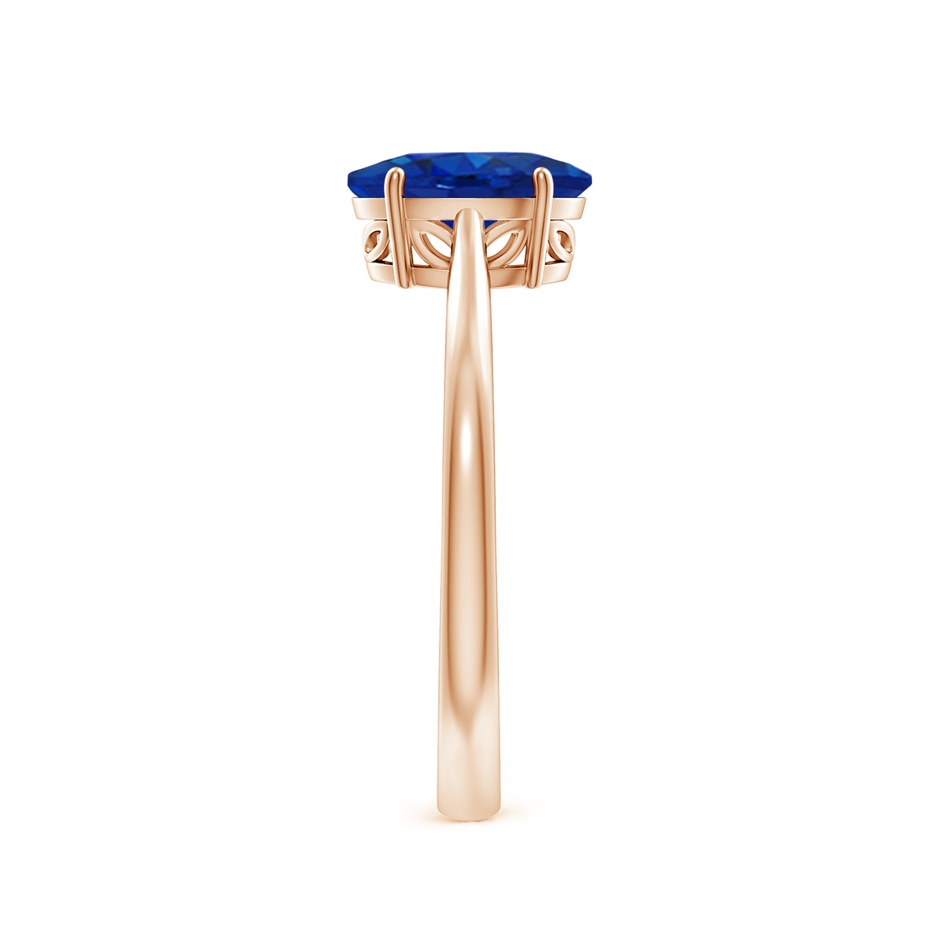 8x6mm AAA Oval Solitaire Blue Sapphire Cocktail Ring in Rose Gold side 299