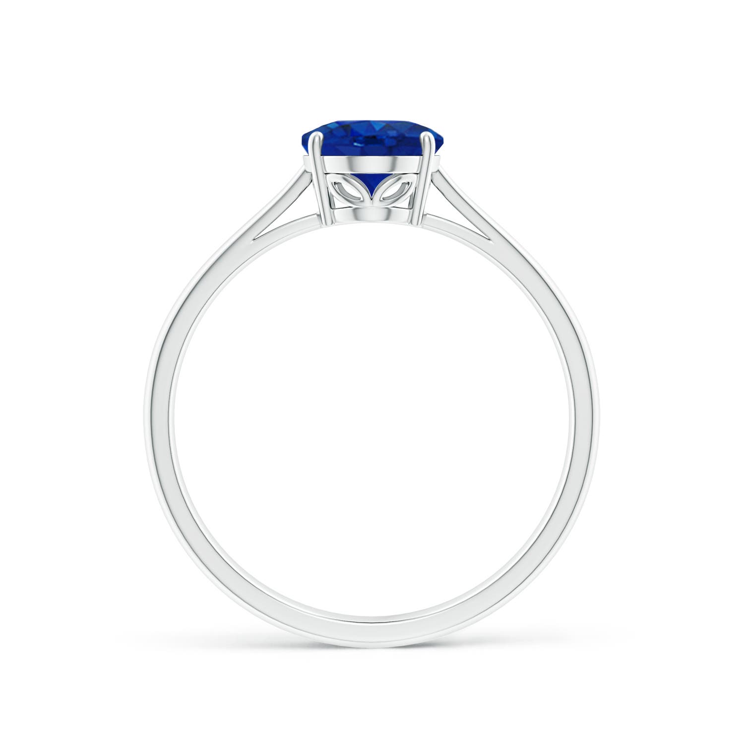 8x6mm AAA Oval Solitaire Blue Sapphire Cocktail Ring in White Gold