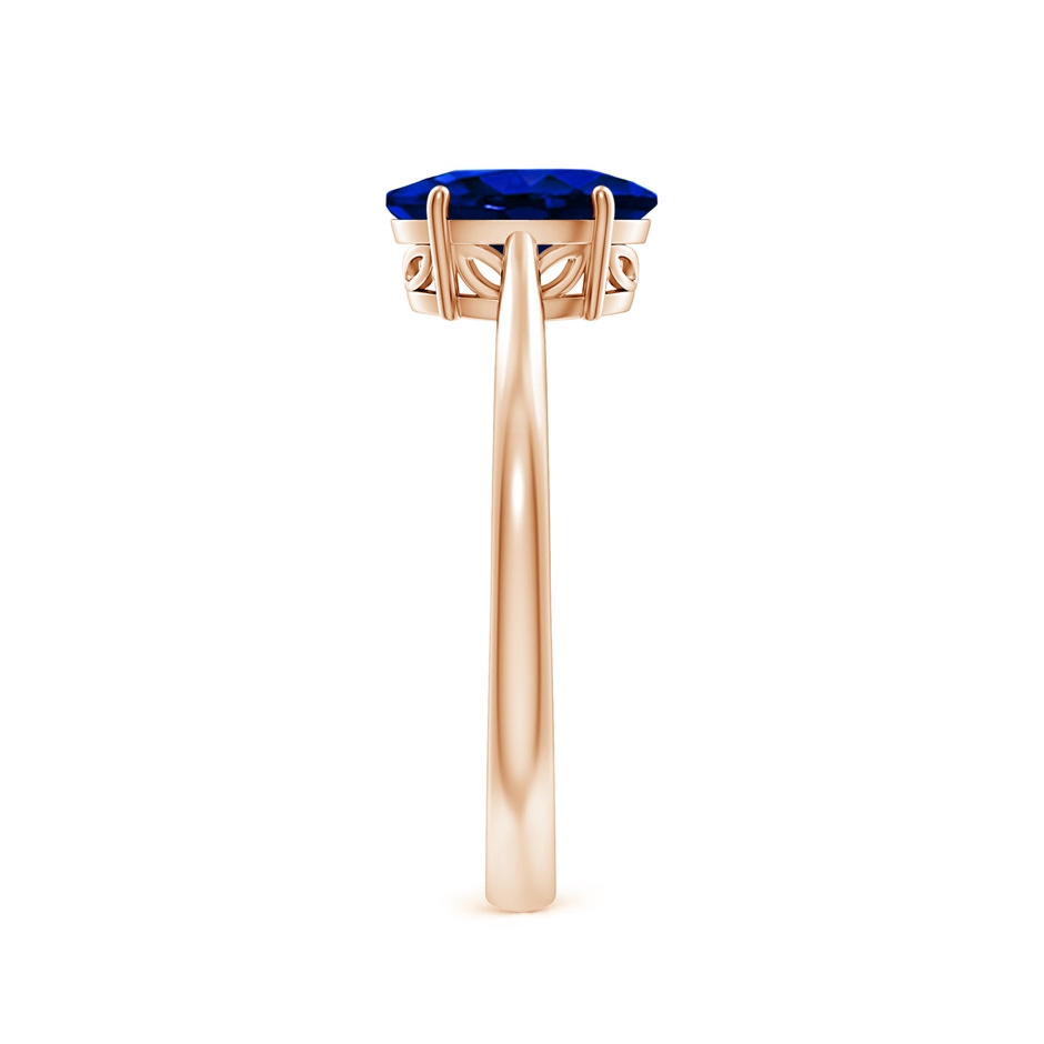 8x6mm AAAA Oval Solitaire Blue Sapphire Cocktail Ring in Rose Gold side 299