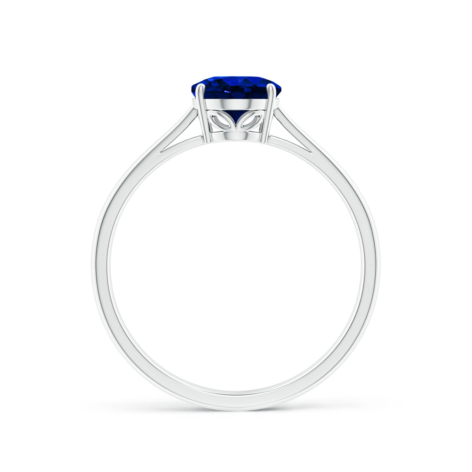 8x6mm AAAA Oval Solitaire Blue Sapphire Cocktail Ring in White Gold