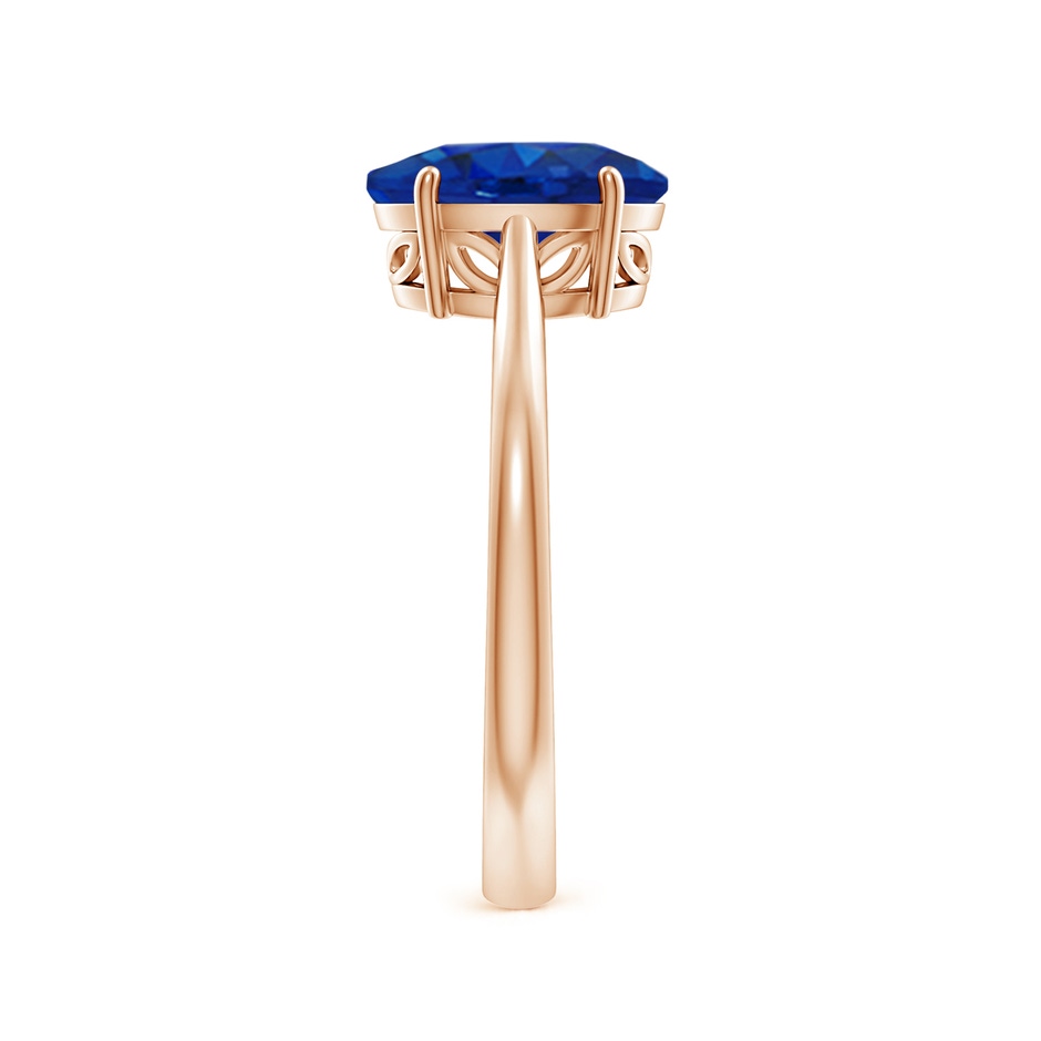 9x7mm AAA Oval Solitaire Blue Sapphire Cocktail Ring in Rose Gold side 299