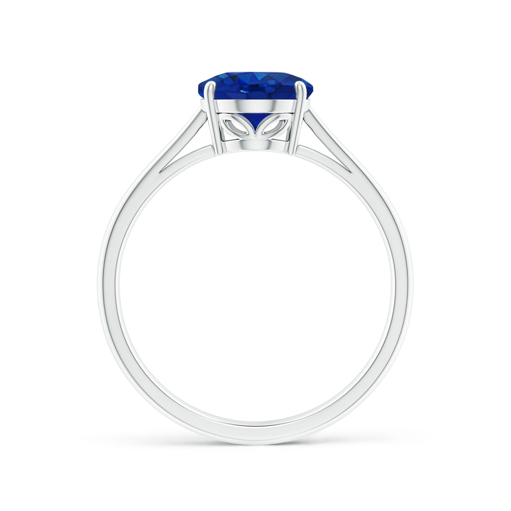 9x7mm AAA Oval Solitaire Blue Sapphire Cocktail Ring in White Gold Side 199