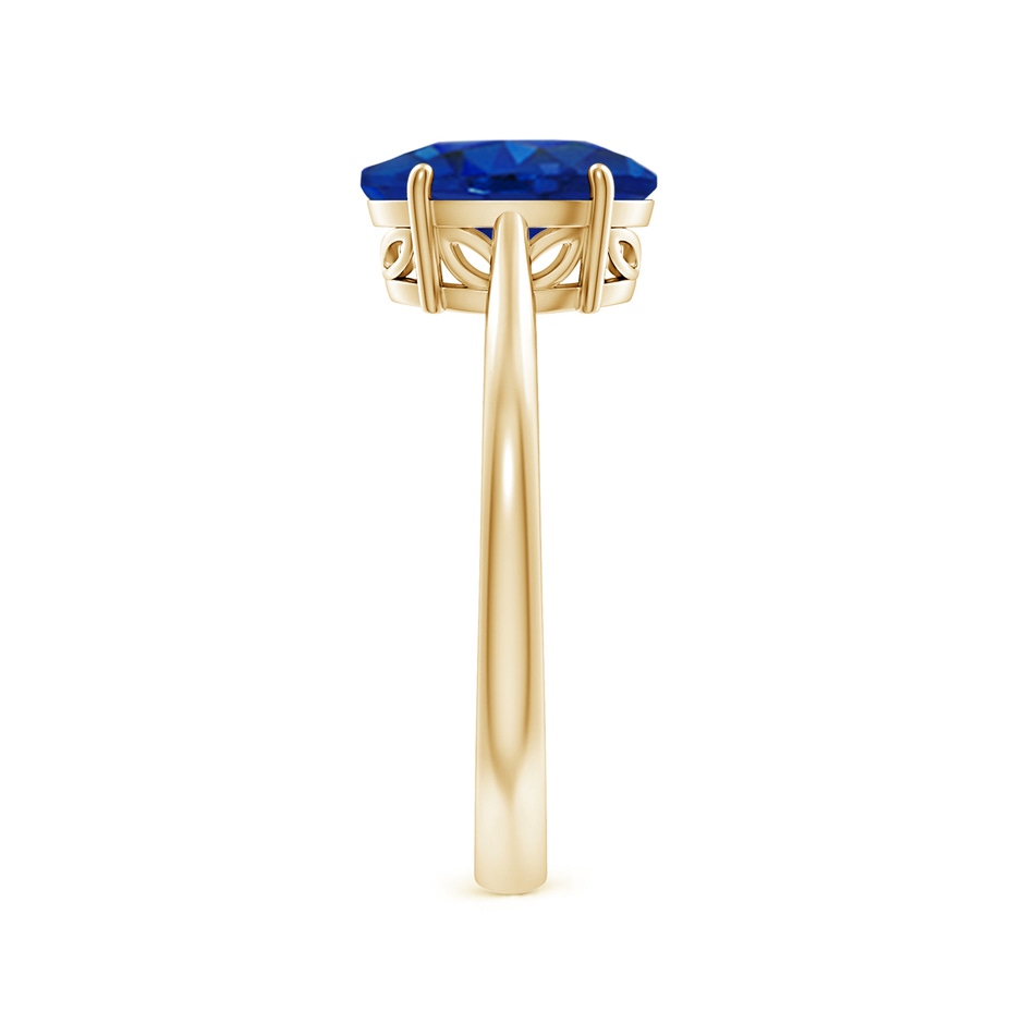 9x7mm AAA Oval Solitaire Blue Sapphire Cocktail Ring in Yellow Gold side 299