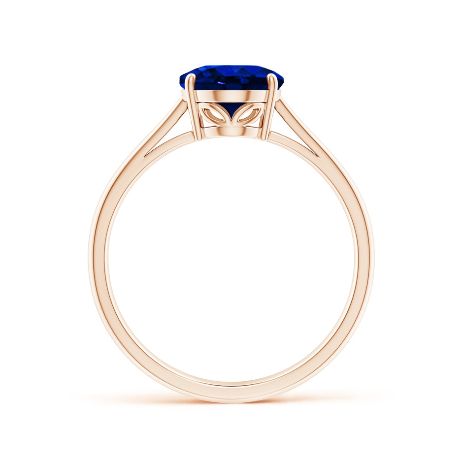 9x7mm AAAA Oval Solitaire Blue Sapphire Cocktail Ring in Rose Gold side 199