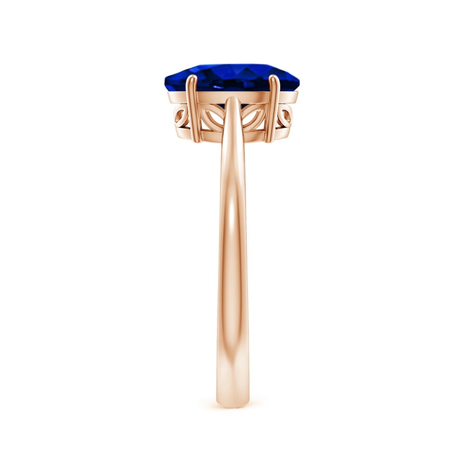 9x7mm AAAA Oval Solitaire Blue Sapphire Cocktail Ring in Rose Gold side 299