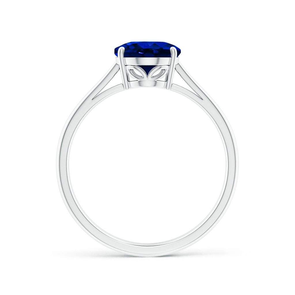 9x7mm AAAA Oval Solitaire Blue Sapphire Cocktail Ring in White Gold Side 199
