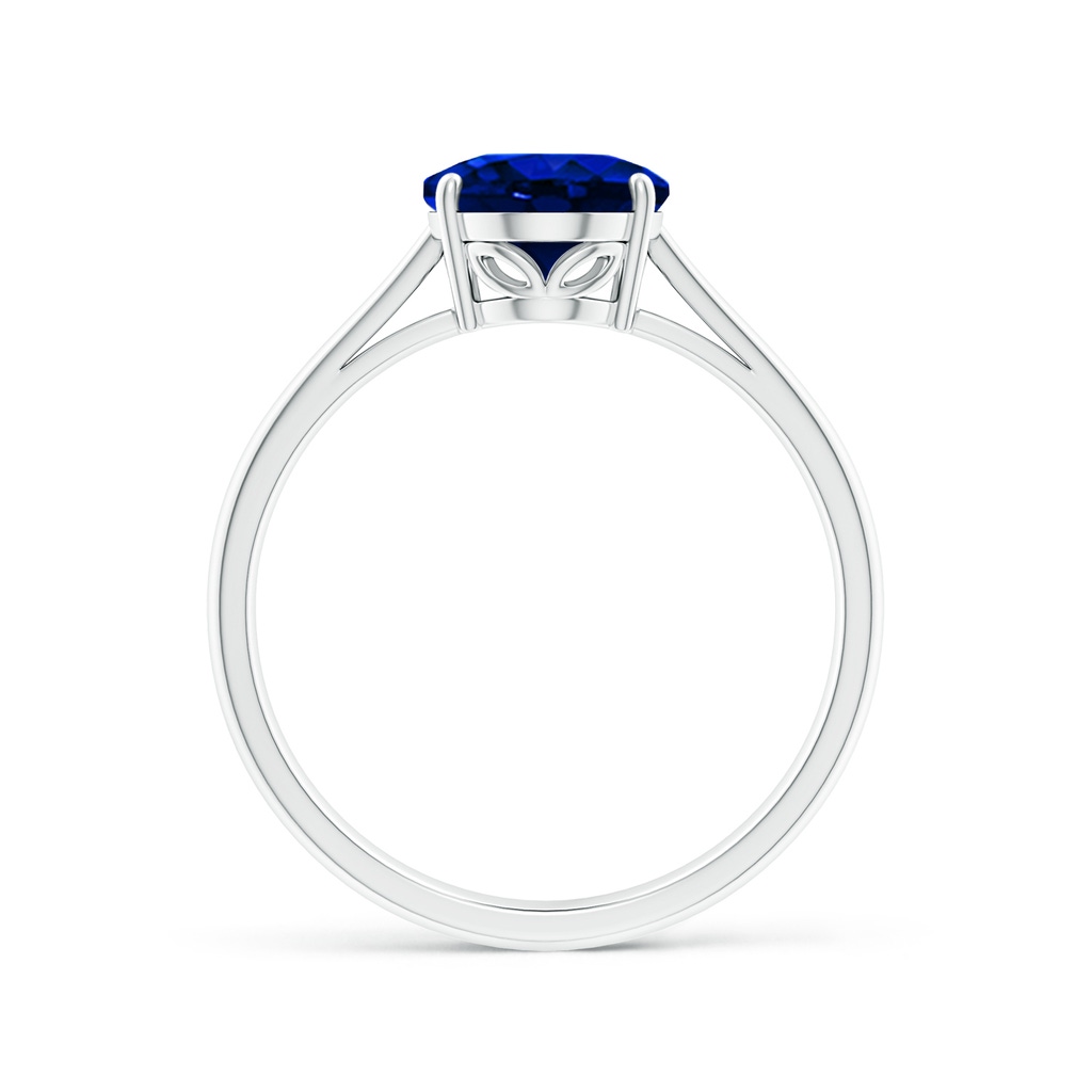 9x7mm AAAA Oval Solitaire Blue Sapphire Cocktail Ring in White Gold - side 199