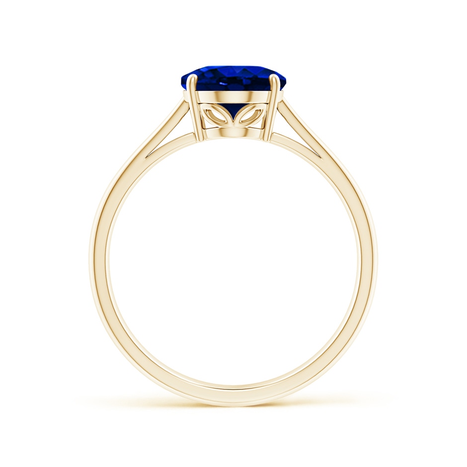 9x7mm AAAA Oval Solitaire Blue Sapphire Cocktail Ring in Yellow Gold side 199