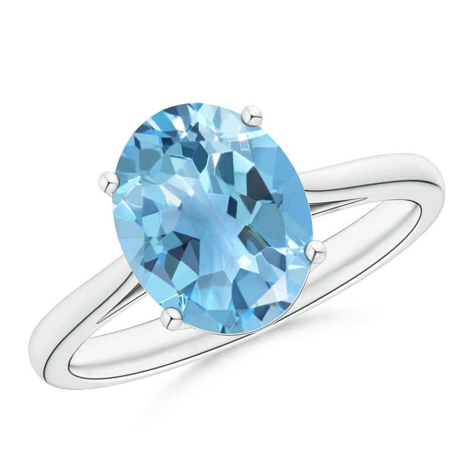 10x8mm A Oval Solitaire Swiss Blue Topaz Cocktail Ring in S999 Silver 